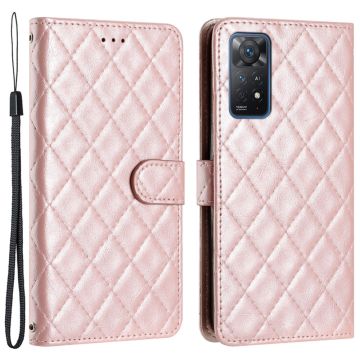 Toimiva rombinen lompakkokotelo Xiaomi Redmi Note 12 Pro / Xiaomi Redmi Note 11 Pro 5G / Xiaomi Redmi Note 11 Pro - Pinkki