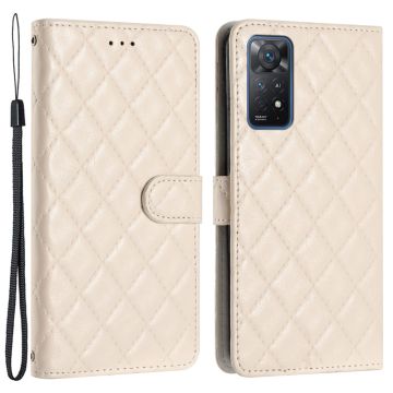 Toimiva rombinen lompakkokotelo Xiaomi Redmi Note 12 Pro / Xiaomi Redmi Note 11 Pro 5G / Xiaomi Redmi Note 11 Pro - Valkoinen