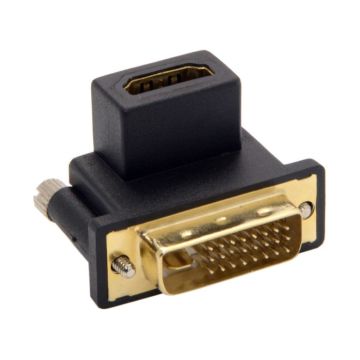 CY DV-041-UP 90 Asteen Ylös Kulmattu DVI urospistoke HDMI naaras Pistoke Adapteri - Universaali Musta