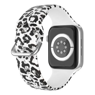 Apple Watch Series 8 (41mm) silikonikuvioinen ranneke - Valkoinen Leopardikuvio