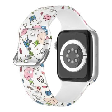 Apple Watch Series 8 (41mm) silikonikuvioinen ranneke - Graffiti Valkoinen