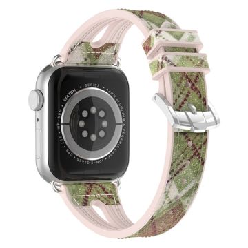 Apple Watch Series 8 (41mm) silikoninen kellonhihna glitter-kuviolla - Keltainen Vihreä Ruudukko