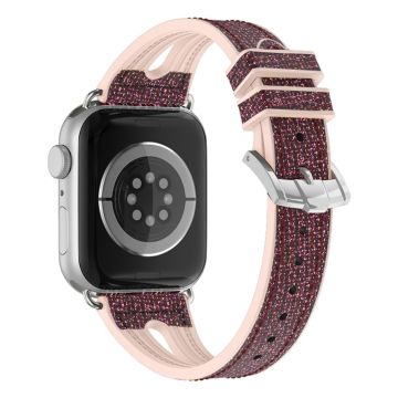 Apple Watch Series 8 (41mm) silikoninen kellonhihna glitter-kuviolla - Violetti