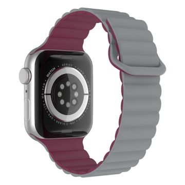 Apple Watch Series 8 (41mm) silikoninen ranneke - Harmaa / Viininpunainen