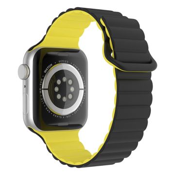 Apple Watch Series 8 (41mm) silikoninen ranneke - Musta / Keltainen