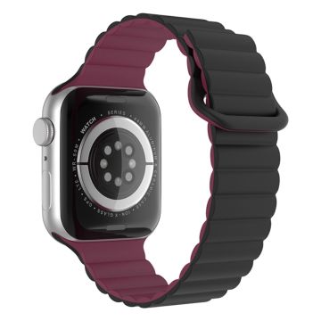 Apple Watch Series 8 (41mm) silikoninen ranneke - Musta / Viininpunainen