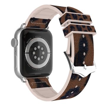 Apple Watch Series 8 (41mm) leopardikuvioinen silikonikellon hihna - Ruskea