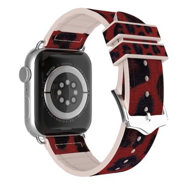 Apple Watch Series 8 (41mm) leopardikuvioinen silikonikellon hihna - Punainen