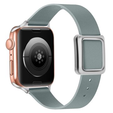 Apple Watch Series 8 (41mm) aito nahkaranneke hopeisella soljella - Pellavan Väri