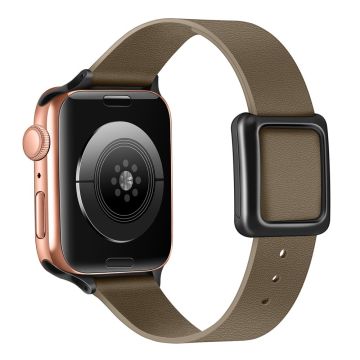 Apple Watch Series 8 (41mm) aito nahkaranneke mustalla soljella - Harmaanruskea