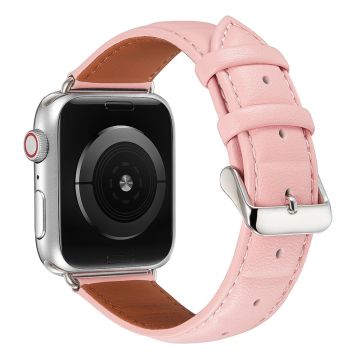 Apple Watch Series 8 (41mm) neliön muotoinen painettu aito nahkaranneke - Pinkki