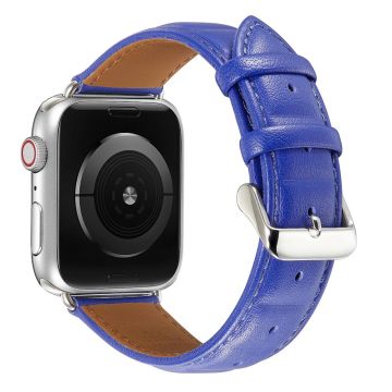 Apple Watch Series 8 (41mm) neliön muotoinen painettu aito nahkaranneke - Safiiri