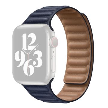 Aitoa nahkaa oleva ranneke Apple Watch Series 8 (41mm) - Keskiyön Sininen