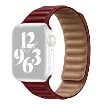 Aitoa nahkaa oleva ranneke Apple Watch Series 8 (41mm) - Viininpunainen