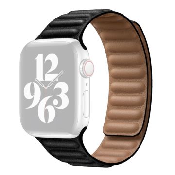 Aitoa nahkaa oleva ranneke Apple Watch Series 8 (41mm) - Musta