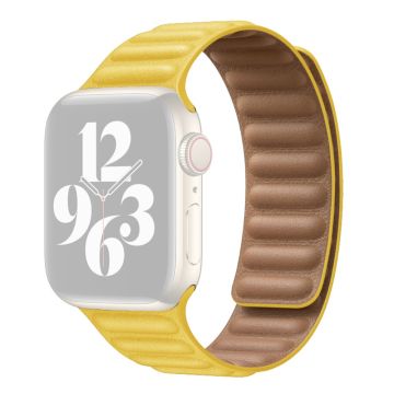 Aitoa nahkaa oleva ranneke Apple Watch Series 8 (41mm) - Oranssi Sitruunankeltainen