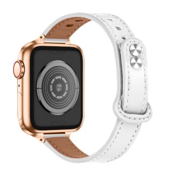 Apple Watch Series 8 (41mm) aito naudannahkainen kellonhihna - Valkoinen