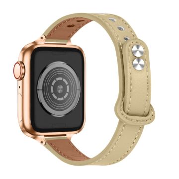 Apple Watch Series 8 (41mm) aito naudannahkainen kellonhihna - Vaalea Aprikoosi