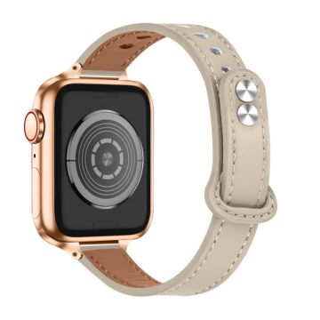 Apple Watch Series 8 (41mm) aito naudannahkainen kellonhihna - Norsunluunvalkoinen