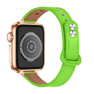 Apple Watch Series 8 (41mm) aito naudannahkainen kellonhihna - Fluoresoiva Vihreä