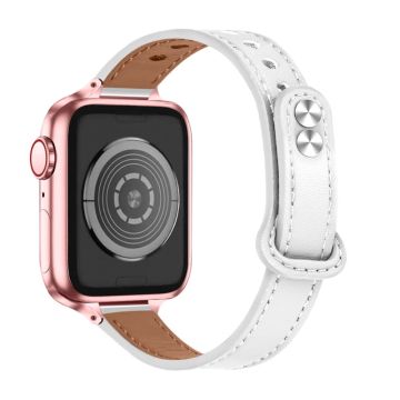 Aitoa naudannahkaa oleva kellonhihna Apple Watch Series 8 (41mm) - Valkoinen