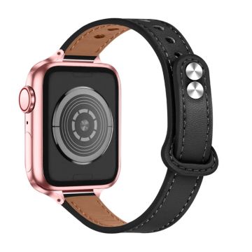 Aitoa naudannahkaa oleva kellonhihna Apple Watch Series 8 (41mm) - Musta