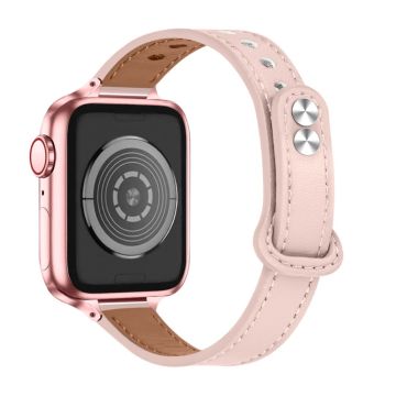 Aitoa naudannahkaa oleva kellonhihna Apple Watch Series 8 (41mm) - Vaalea Pinkki