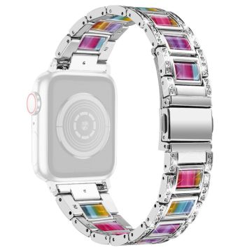 Apple Watch Series 8 (41mm) strassikivinen ruostumattomasta teräksestä valmistettu ranneke - Hopea / Värikäs