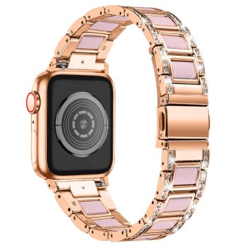 Apple Watch Series 8 (41mm) strassikivinen ruostumattomasta teräksestä valmistettu ranneke - Ruusukulta / Pinkki