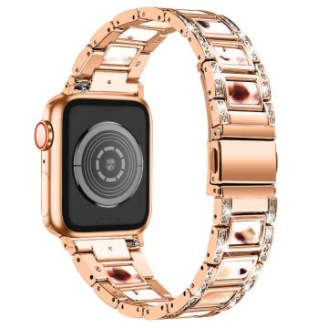 Apple Watch Series 8 (41mm) strassikivinen ruostumattomasta teräksestä valmistettu ranneke - Ruusukulta / Nougat-Kuvio