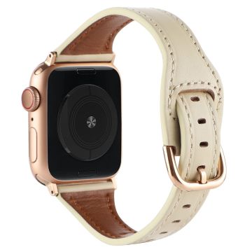 Apple Watch Series 8 (41mm) T-muotoinen aito nahkaranneke - Beige