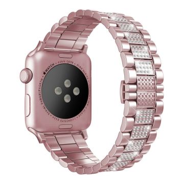 Apple Watch Series 8 (41mm) kolmen helmen strassikoristeinen kelloranneke - Pinkki