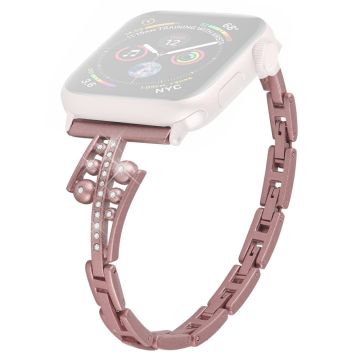 Apple Watch Series 8 (41mm) elegantti strassikoristeinen kelloranneke - Ruusu Vaaleanpunainen