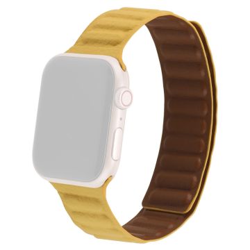 Apple Watch Series 8 (45mm) / Watch Ultra aito nahkaranneke - Keltainen