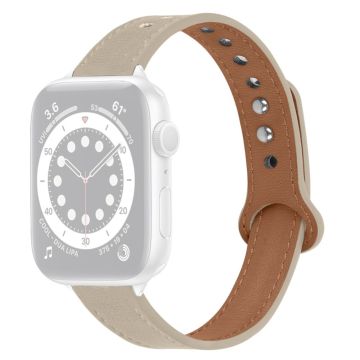 Apple Watch Series 8 (45mm) / Watch Ultra - ylätasoinen naudannahkainen aidosta nahasta valmistettu kellonhihna - Beige