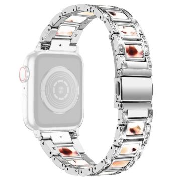 Apple Watch Series 8 (45mm) / Watch Ultra strassikivinen ruostumattomasta teräksestä valmistettu ranneke - Hopea / Nougat-Kuvio