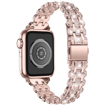 Apple Watch Series 8 (41mm) strassikoristeinen ruostumattomasta teräksestä valmistettu ranneke - Ruusu Vaaleanpunainen