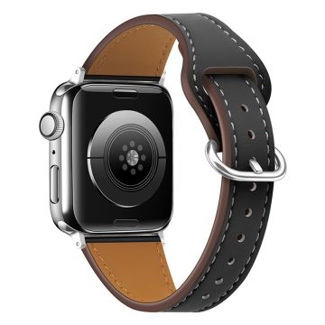 Apple Watch Series 8 (41mm) aito nahkaranneke - Musta