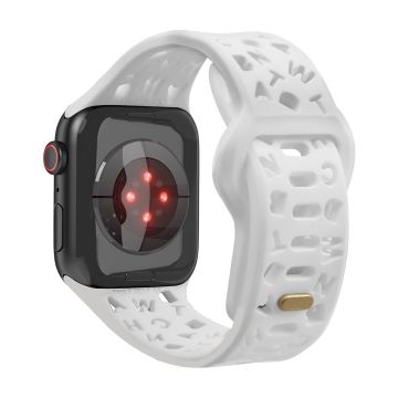 Apple Watch Series 8 (41mm) ontto kirjaintyylinen silikoninen kellonhihna - Valkoinen