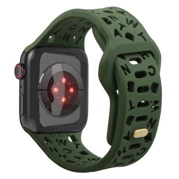 Apple Watch Series 8 (41mm) ontto kirjaintyylinen silikoninen kellonhihna - Mustanvihreä