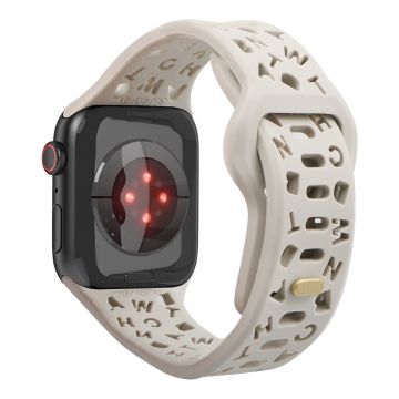 Apple Watch Series 8 (41mm) ontto kirjaintyylinen silikoninen kellonhihna - Vaalean Harmaa