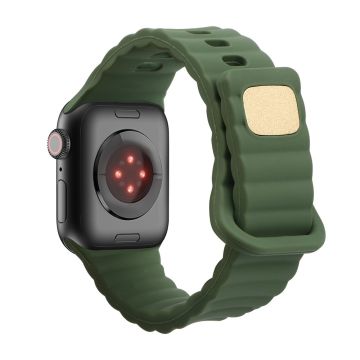 Apple Watch Series 8 (41mm) silikoninen ranneke painikkeella - Mustanvihreä