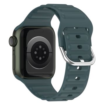 Apple Watch Series 8 (41mm) aaltomaisen silikonikellon ranneke - Tummanvihreä