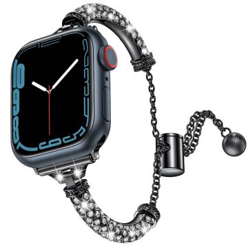 Apple Watch Series 8 (41mm) muodikas strassikivikellon hihna - Musta