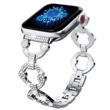 Strassikoristeinen tyylikäs kellonhihna Apple Watch Series 8 (41mm) - Hopea