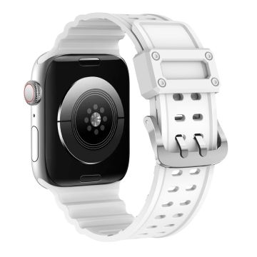 Apple Watch Series 8 (41mm) kaksirivinen rei'itetty silikoninen ranneke - Valkoinen