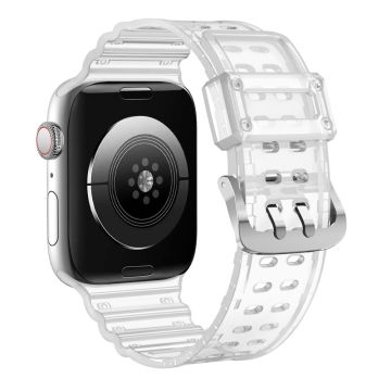 Apple Watch Series 8 (41mm) kaksirivinen rei'itetty silikoninen ranneke - Läpikuultava