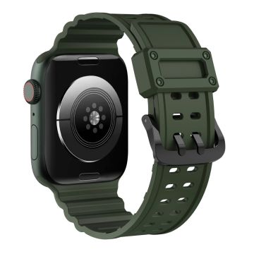 Apple Watch Series 8 (41mm) kaksirivinen rei'itetty silikoninen ranneke - Vihreä