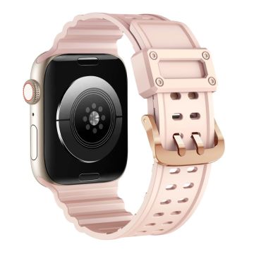 Apple Watch Series 8 (41mm) kaksirivinen rei'itetty silikoninen ranneke - Pinkki