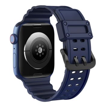 Apple Watch Series 8 (41mm) kaksirivinen rei'itetty silikoninen ranneke - Sininen